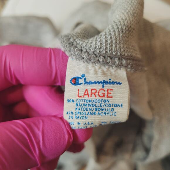 VTG 80s Champion Sweatshirt M USA ETSU Snap Neck Cropped Tri Blend RARE - Picture 10 of 10